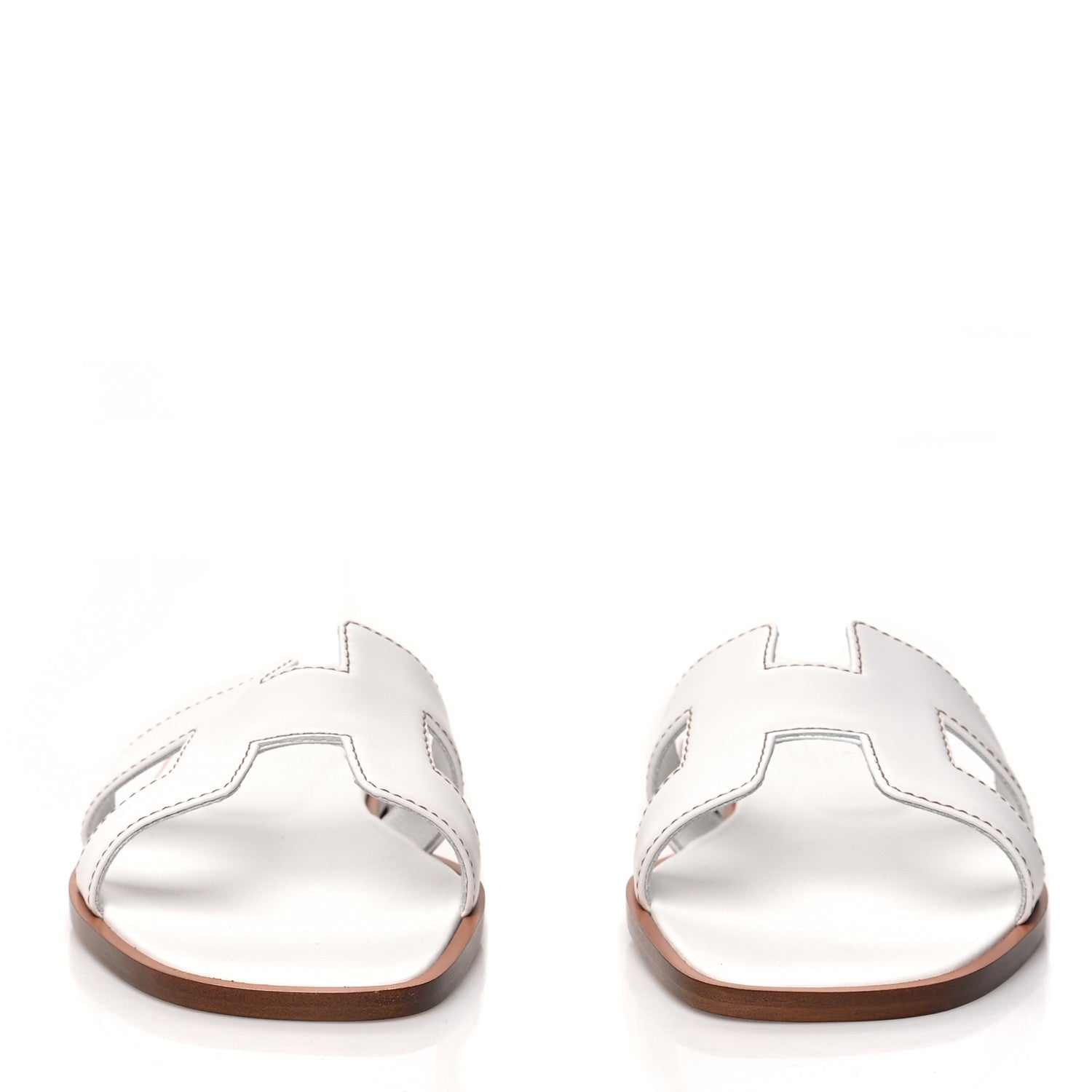 Hermes Box Calfskin Oran Sandals 36 White 2 of 8