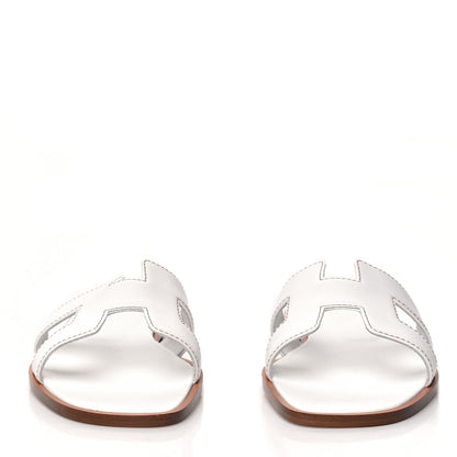 Hermes Box Calfskin Oran Sandals 36 White 2 of 8