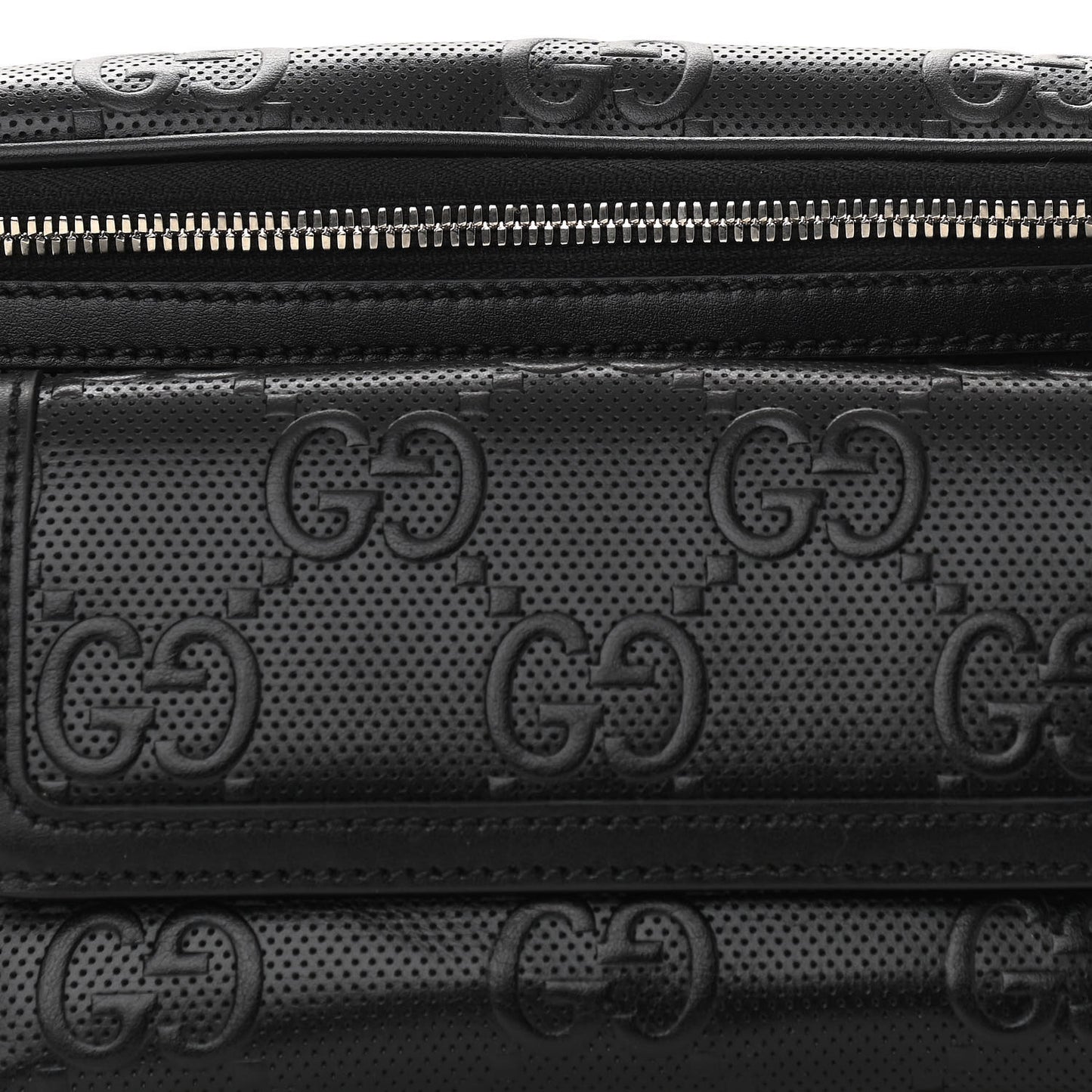 Calfskin GG Tennis Embossed Pocket Belt Bag Black