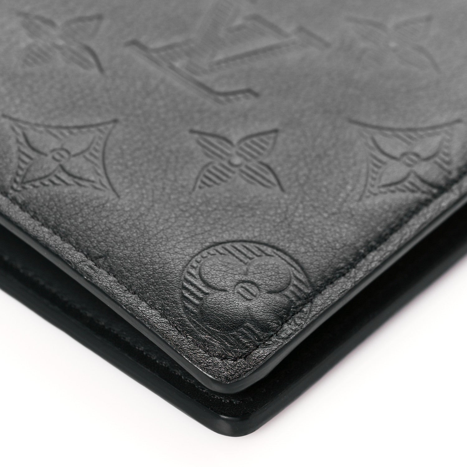 Louis Vuitton Calfskin Monogram Shadow Brazza Wallet Black 9 of 10