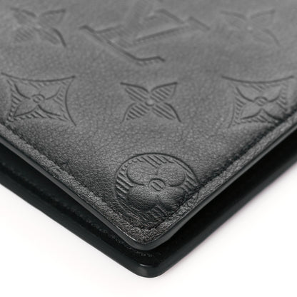 Louis Vuitton Calfskin Monogram Shadow Brazza Wallet Black 9 of 10