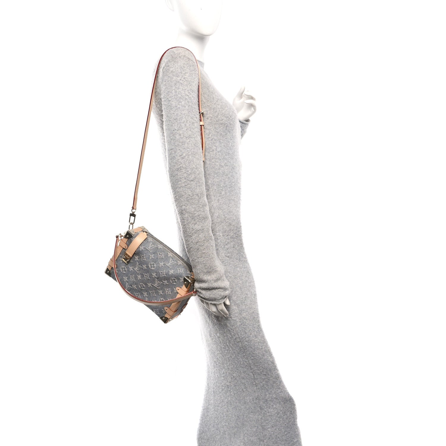Louis Vuitton Denim Monogram Side Trunk MM Washed Gray 2 of 9
