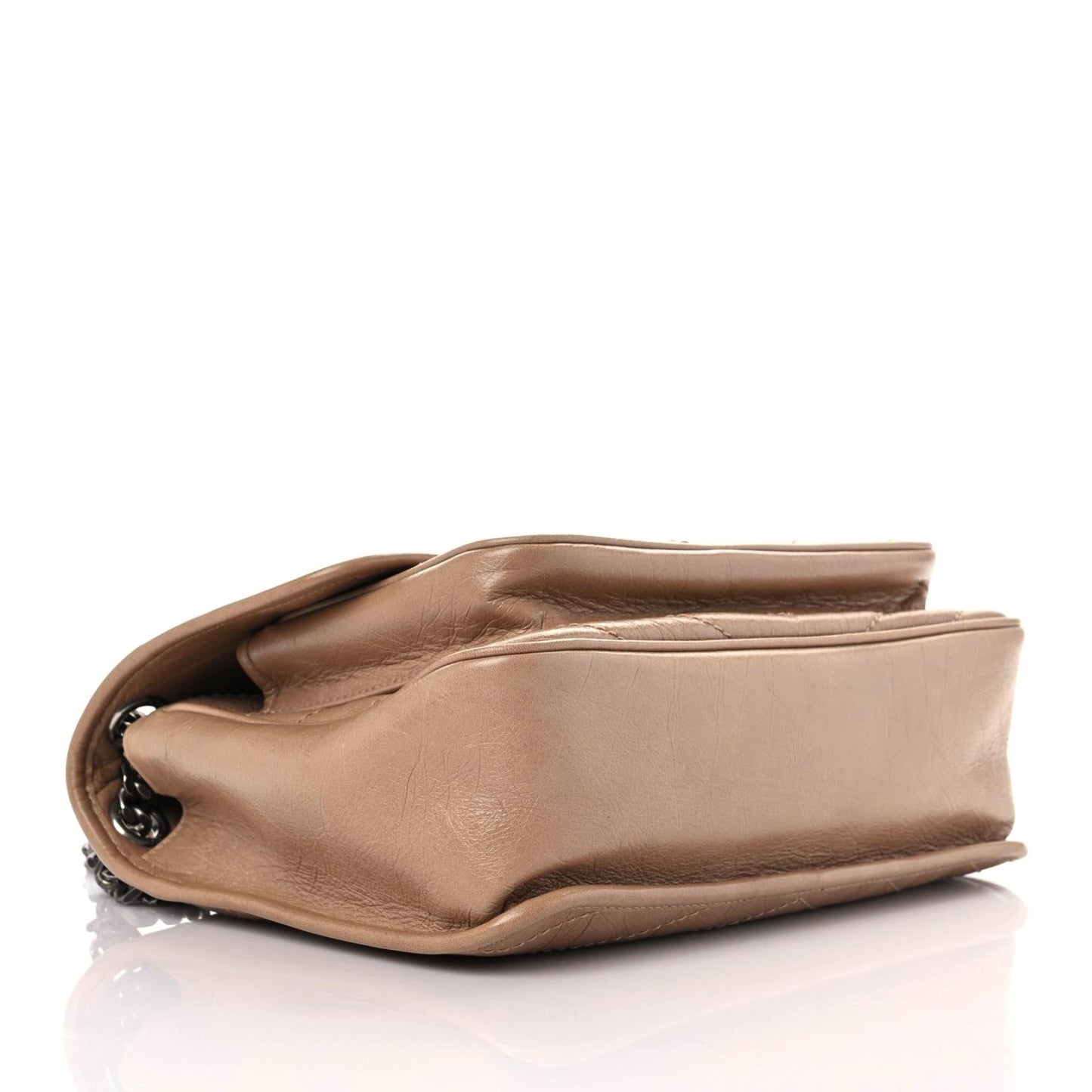 Crinkled Calfskin Matelasse Monogram Medium Niki Chain Satchel Dark Toffee