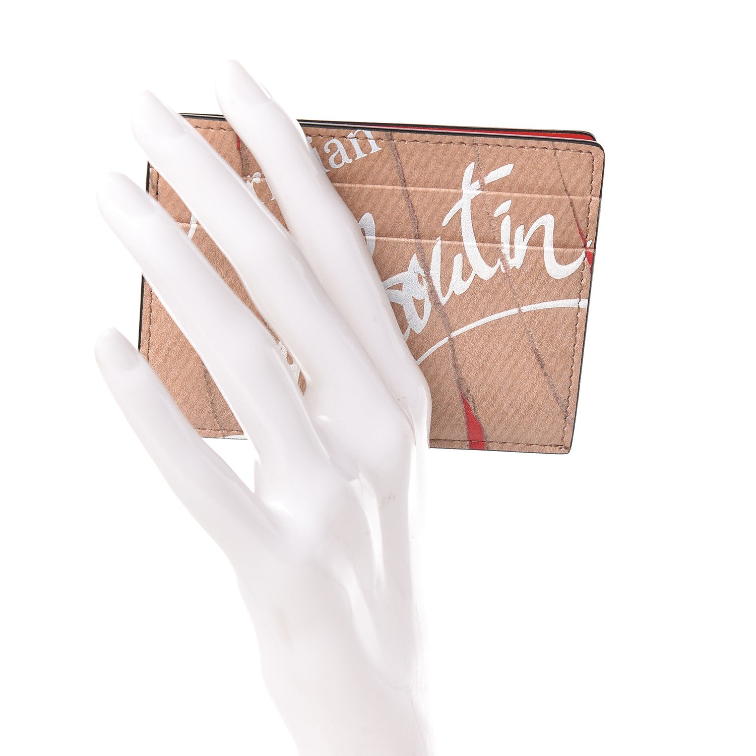 Christian Louboutin Calfskin Kios Kraft Print Card Holder Kraft 2 of 6