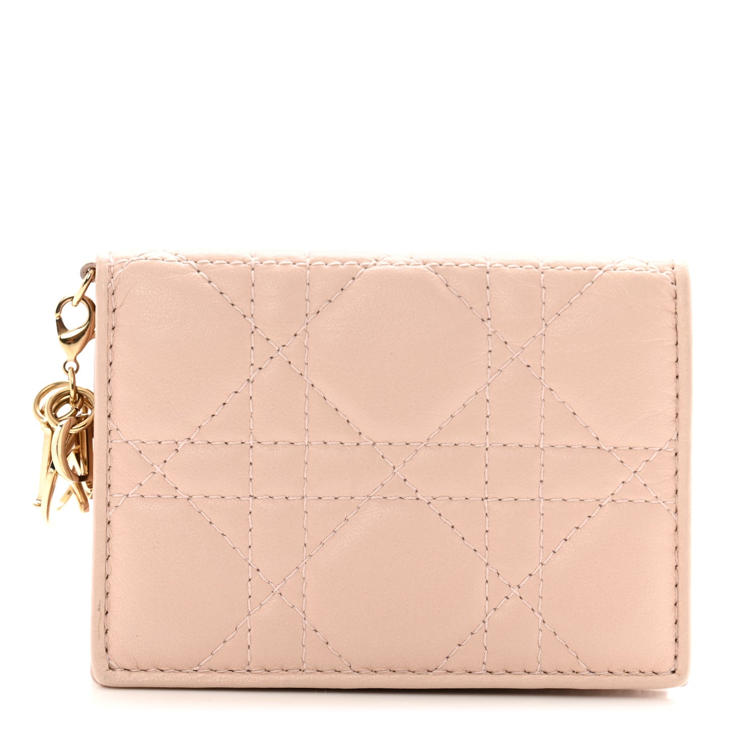 Lambskin Cannage Mini Lady Dior Wallet Rose Pink