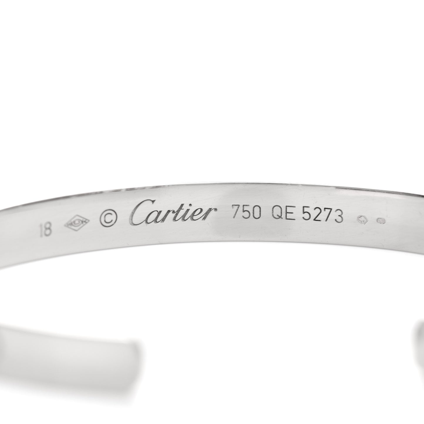18K White Gold LOVE Cuff Bracelet 18