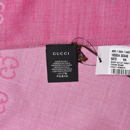 Gucci Wool Silk GG Monogram GGNat Scarf Roseate 4 of 5