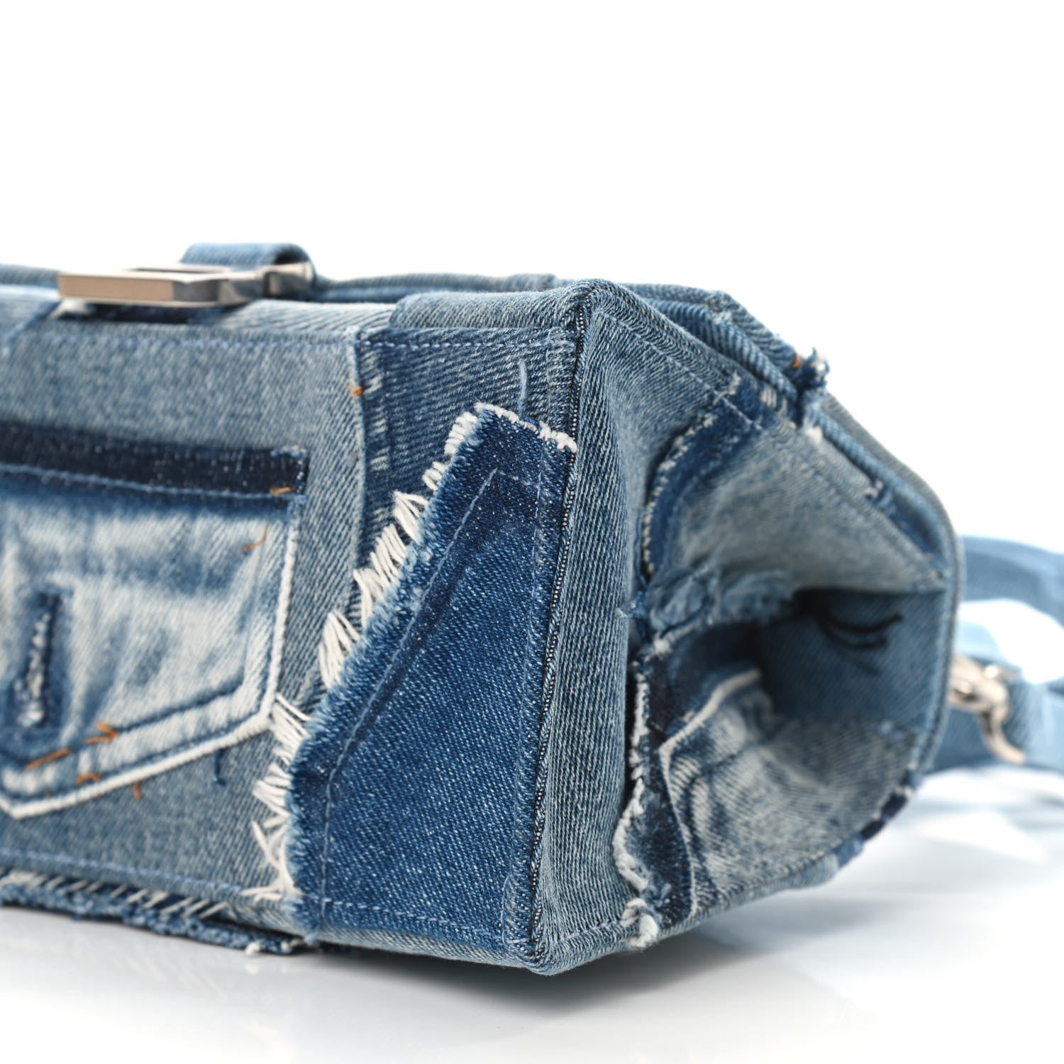 Balenciaga Denim Patchwork Small Hourglass Top Handle Bag Washed Blue 8 of 8