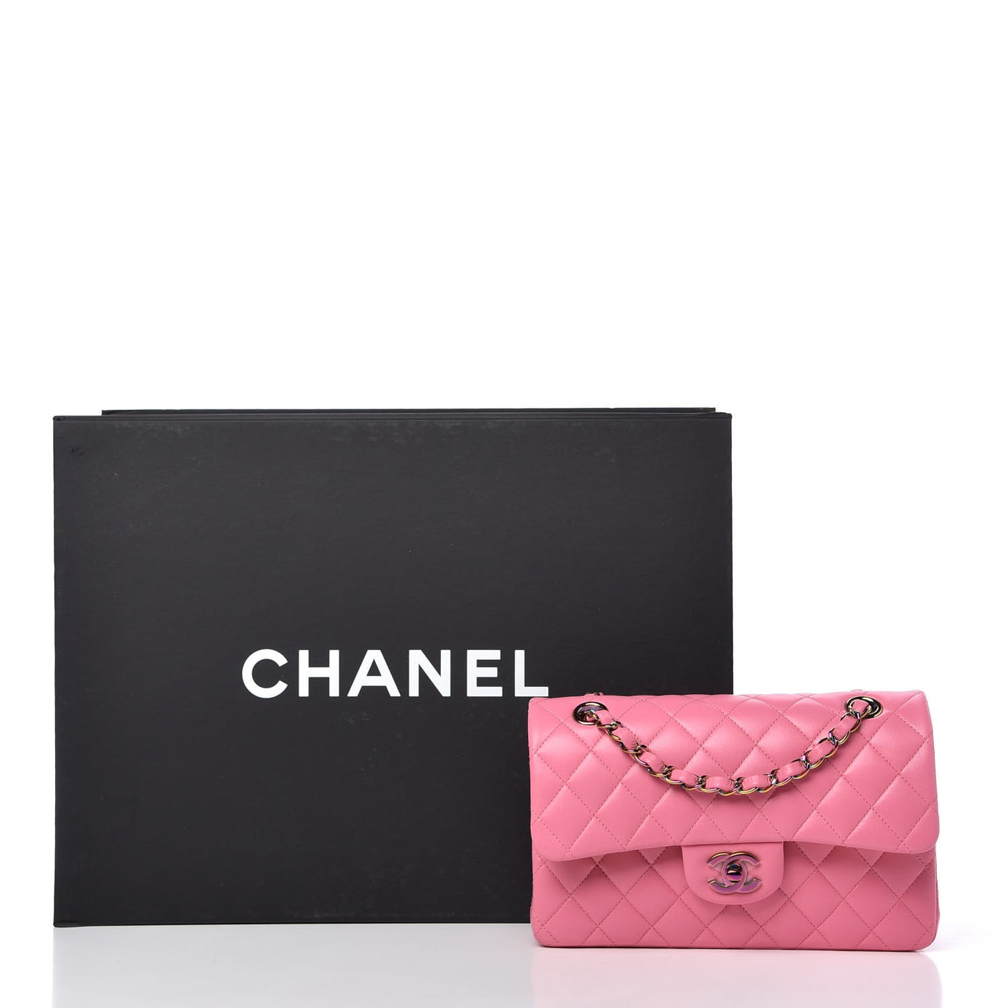Lambskin Quilted Mini Rectangular Flap Pink Yellow