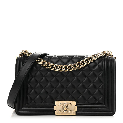 Chanel Lambskin Quilted Medium Boy Flap Black 1 of 15