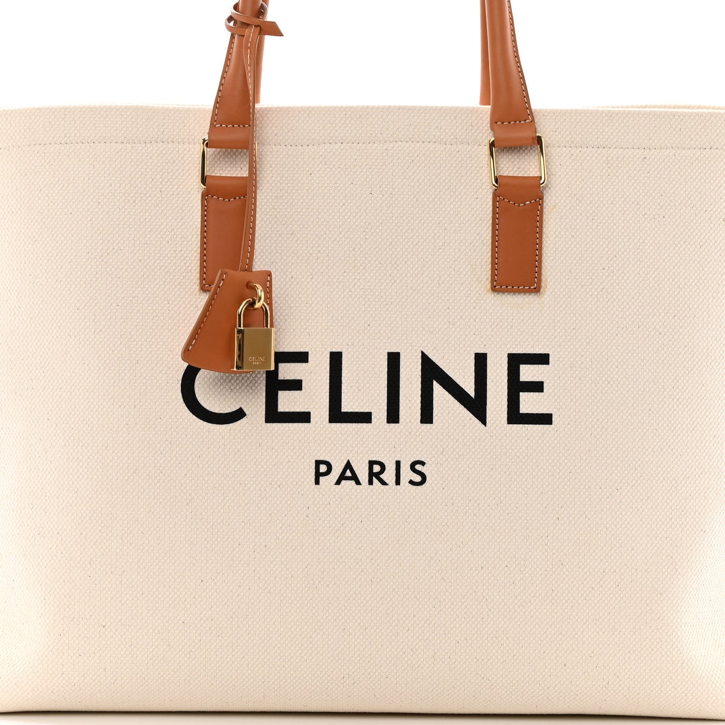 Canvas Calfskin Horizontal Cabas Natural Tan