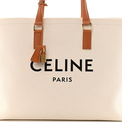 Celine Canvas Calfskin Horizontal Cabas Natural Tan 9 of 19