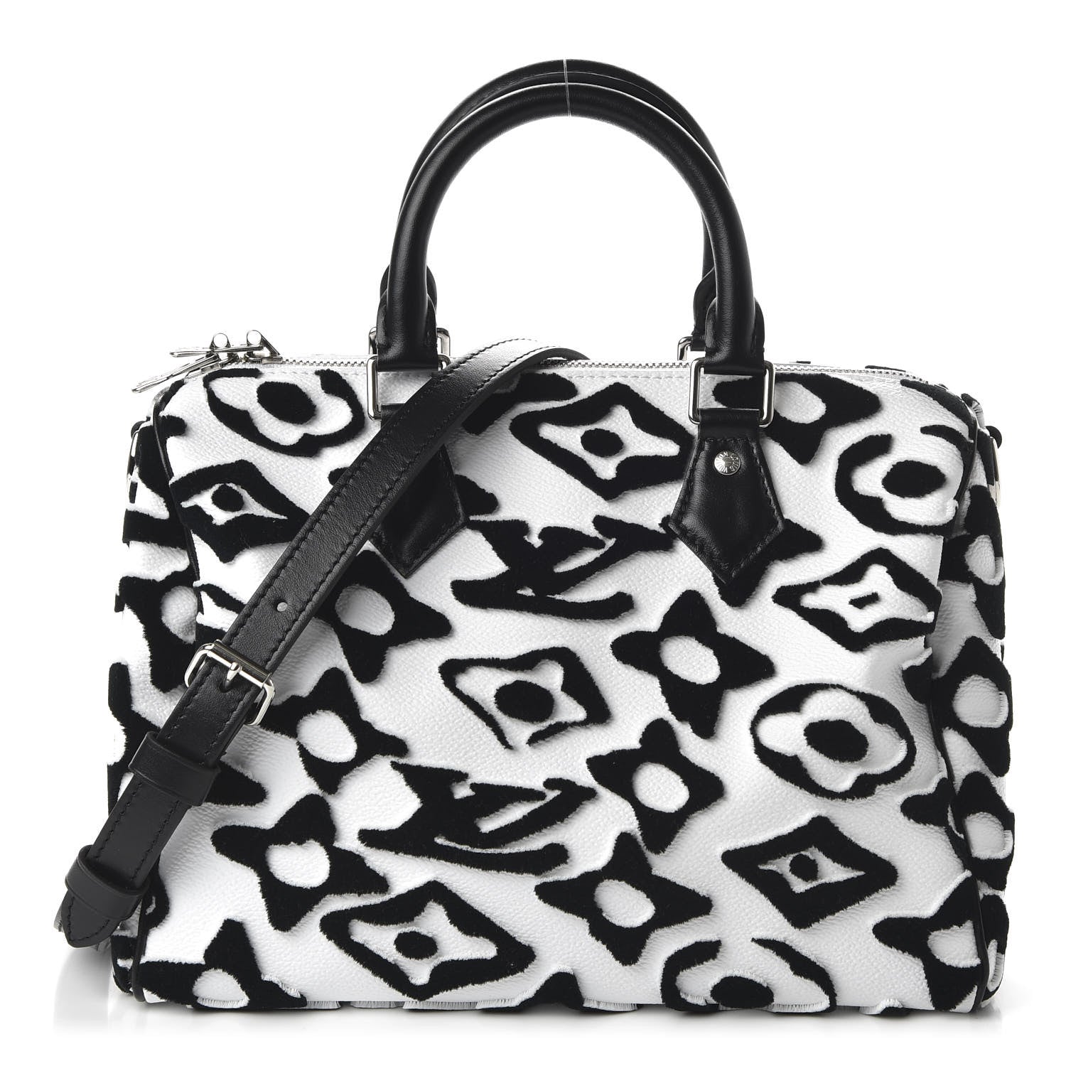 Louis Vuitton X UF Tufted Monogram Speedy Bandouliere 25 White Black 1 of 9