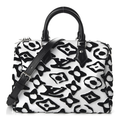 Louis Vuitton X UF Tufted Monogram Speedy Bandouliere 25 White Black 1 of 9