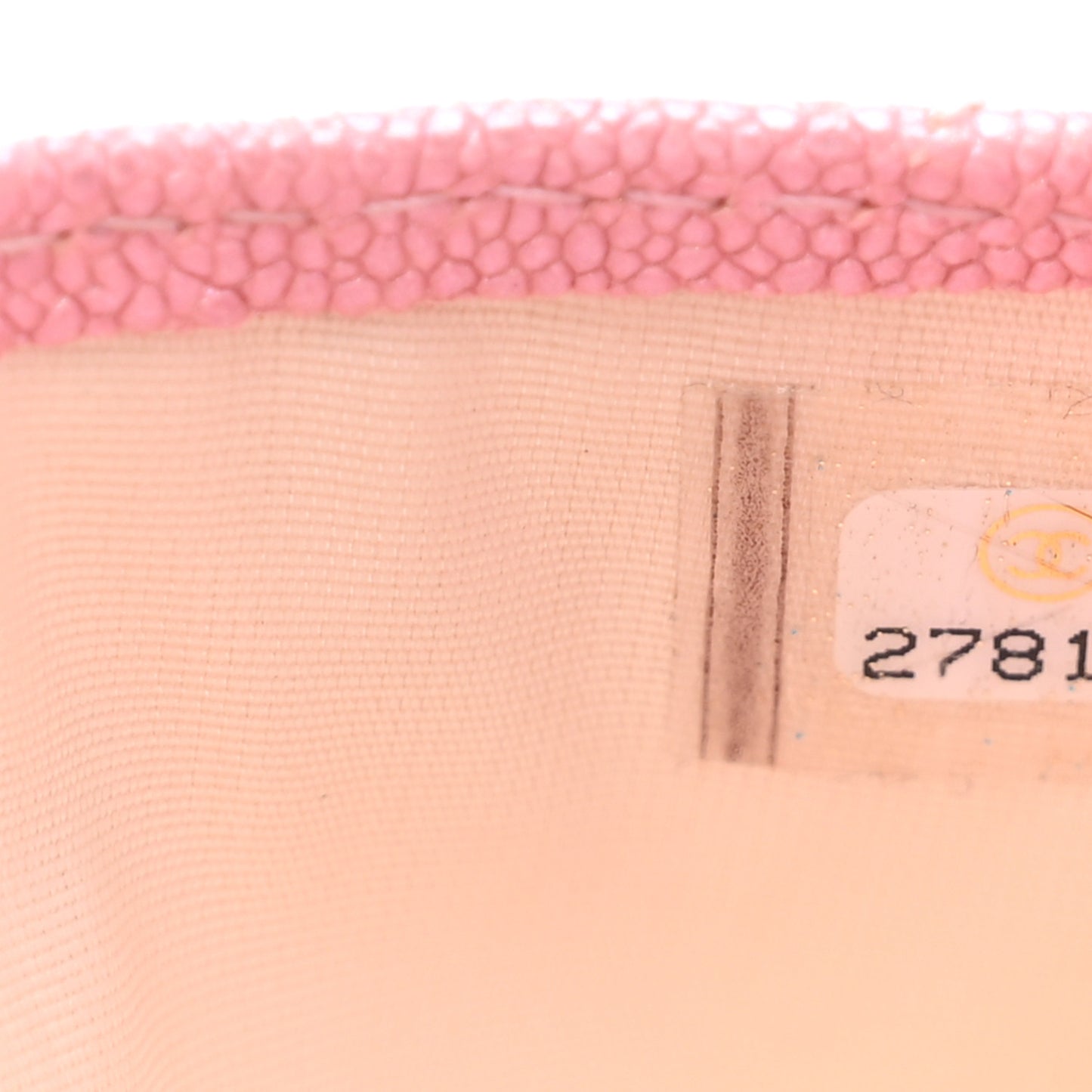 Iridescent Caviar Quilted Card Holder Rose Pink