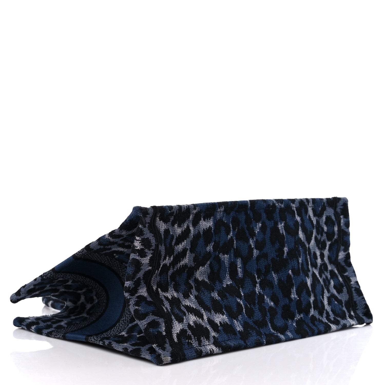 Christian Dior Canvas Mizza Embroidered Medium Leopard Book Tote Blue 4 of 10