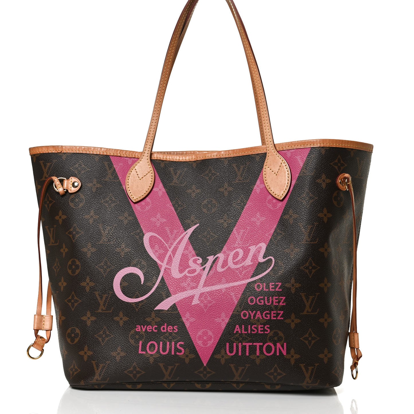 Monogram Aspen V Neverfull MM Hot Pink