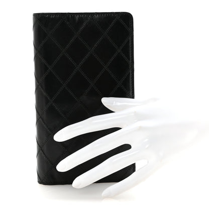 Chanel Lambskin Diamond Stitched Yen Wallet Black 2 of 8