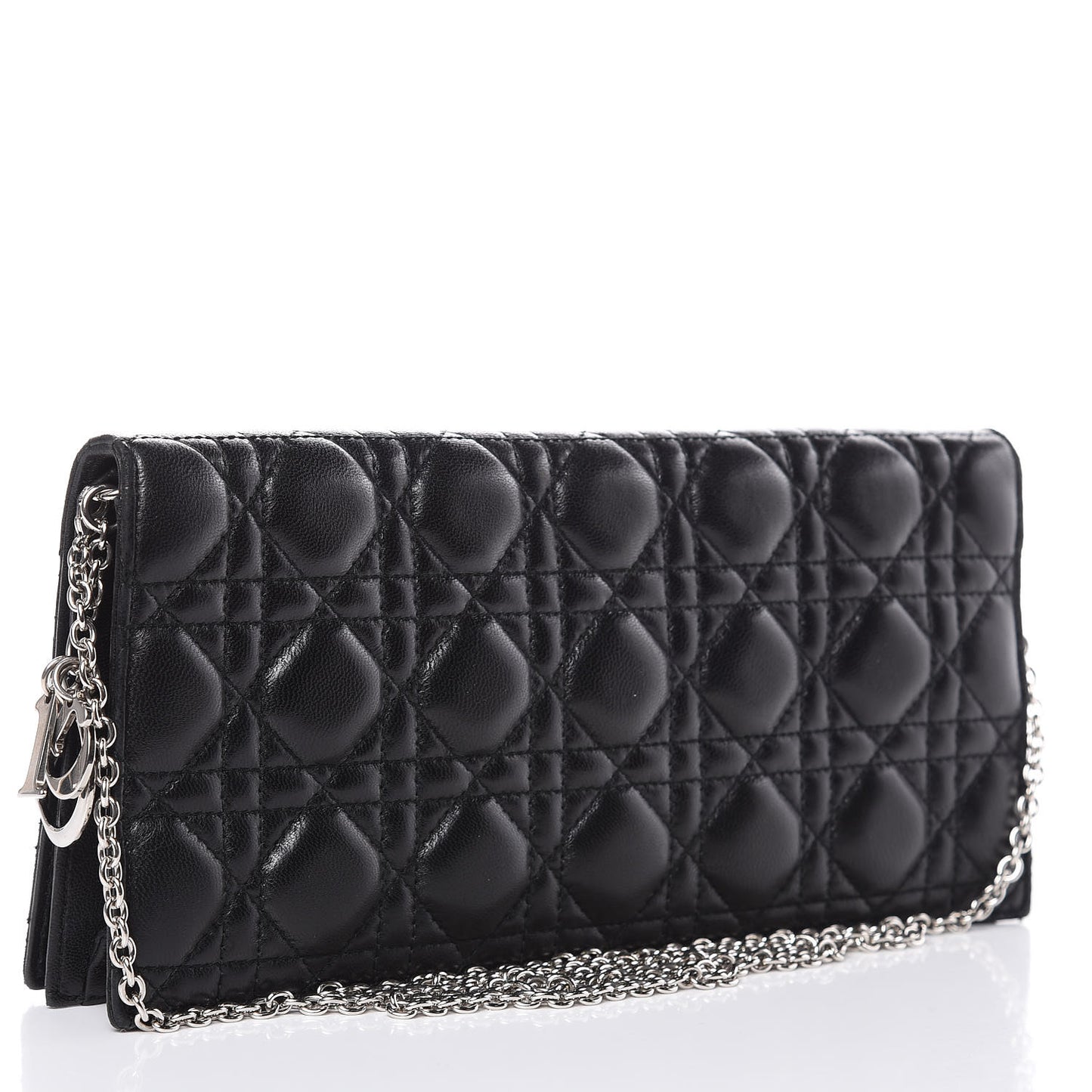 Lambskin Cannage Lady Dior Convertible Clutch Black