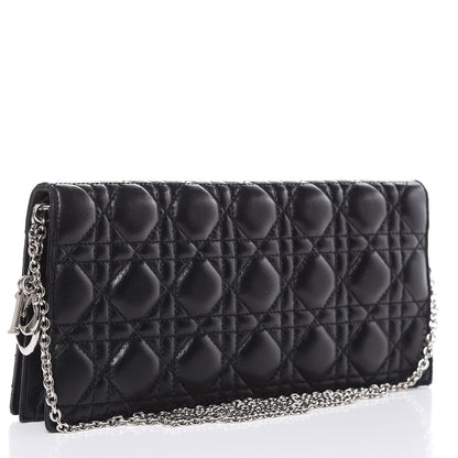 Christian Dior Lambskin Cannage Lady Dior Convertible Clutch Black 3 of 11