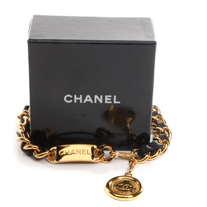 Chanel Leather Gold Chain Link Medallion Belt Black 5 of 6