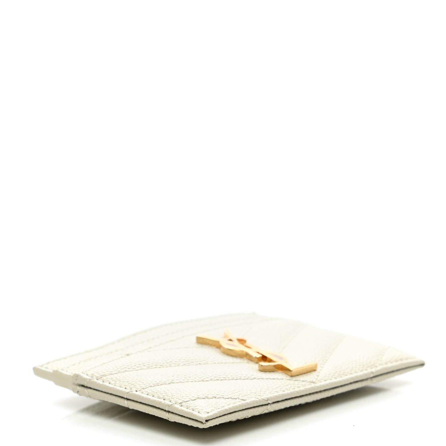 Grain De Poudre Matelasse Chevron Monogram Credit Card Case Sea Salt