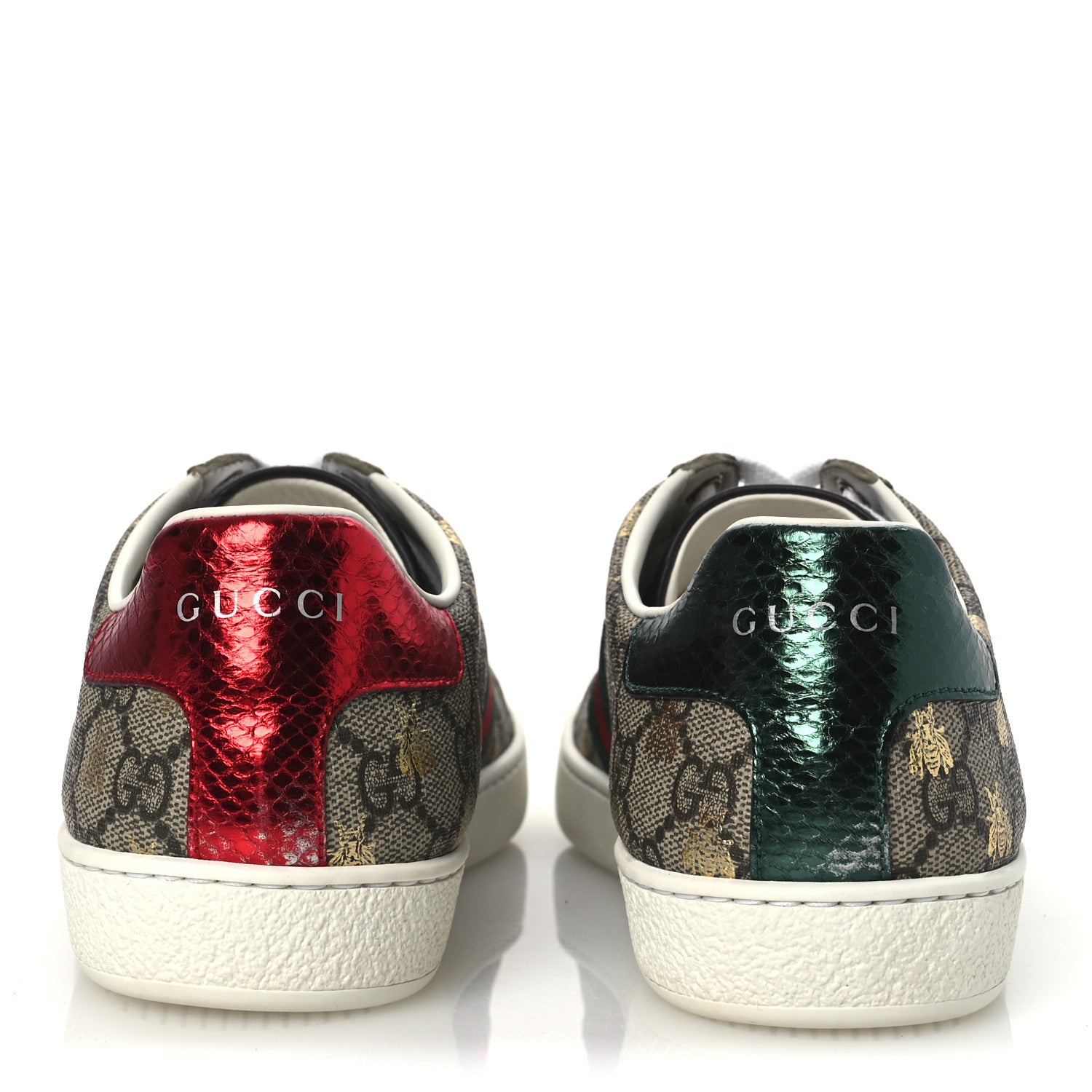 Gucci GG Supreme Monogram Bees Ayers Web Womens Ace Sneakers 38.5 Beige Oro Green Red 6 of 13