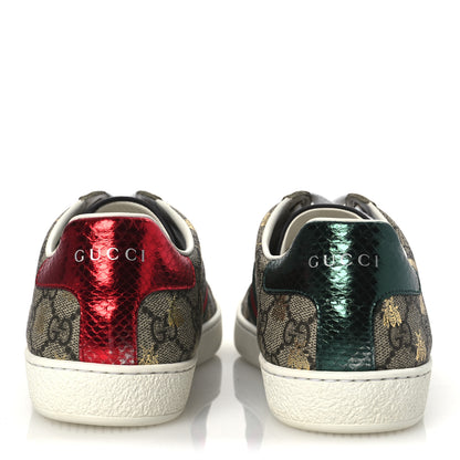 Gucci GG Supreme Monogram Bees Ayers Web Womens Ace Sneakers 38.5 Beige Oro Green Red 6 of 13