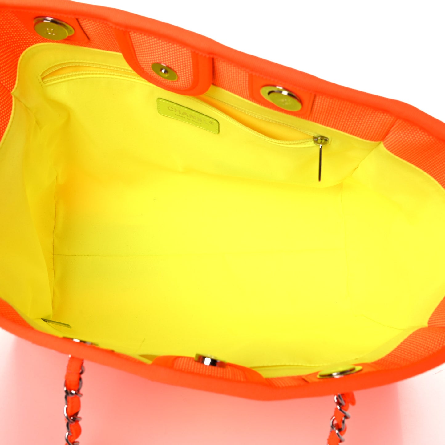 Mixed Fibers Calfskin Small Deauville Tote Orange Yellow