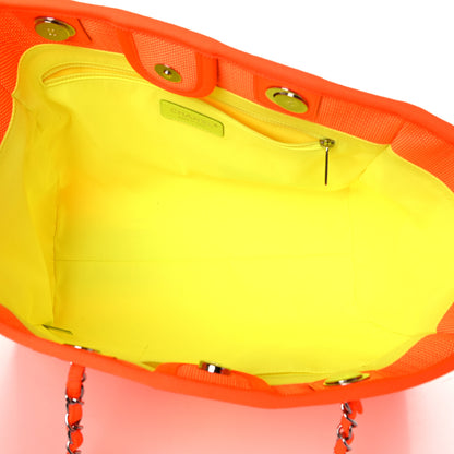 Chanel Mixed Fibers Calfskin Small Deauville Tote Orange Yellow 5 of 11
