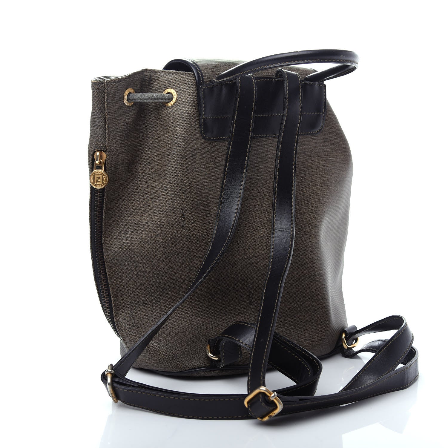 Fendi Coated Canvas Drawstring Backpack Tobacco 2 of 6