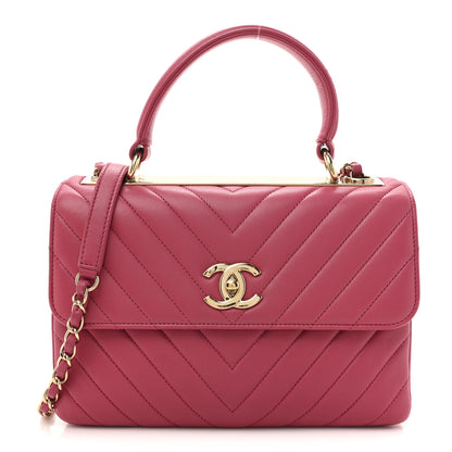 Chanel Lambskin Chevron Quilted Small Trendy CC Dual Handle Flap Bag Pink 1 of 11