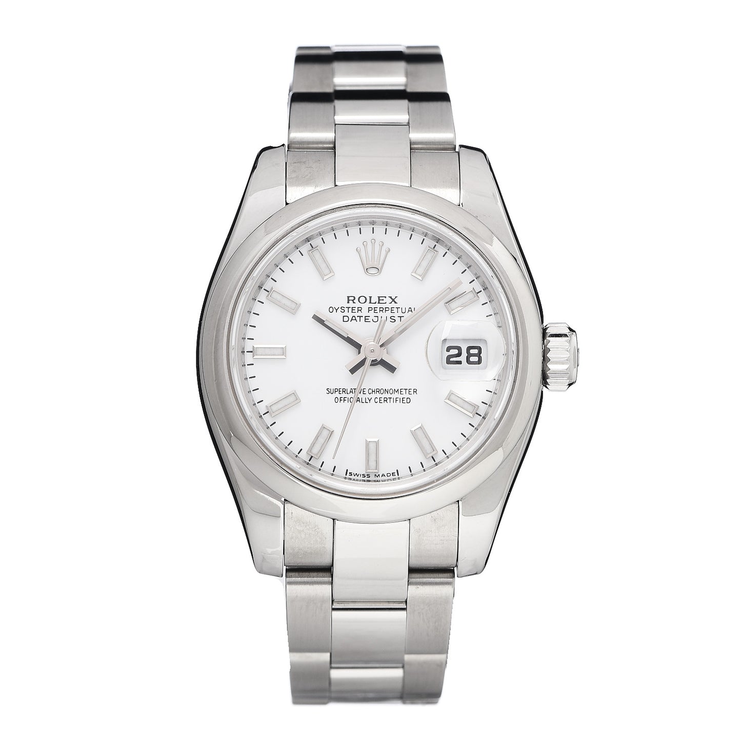 Stainless Steel 26mm Oyster Perpetual Datejust Watch White 179160