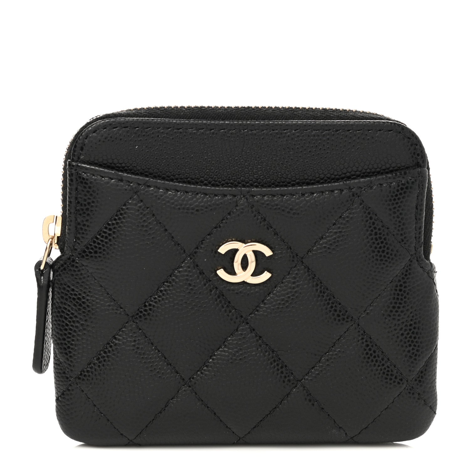 Chanel Caviar Quilted Zip Card Holder Wallet Black 1 of 8