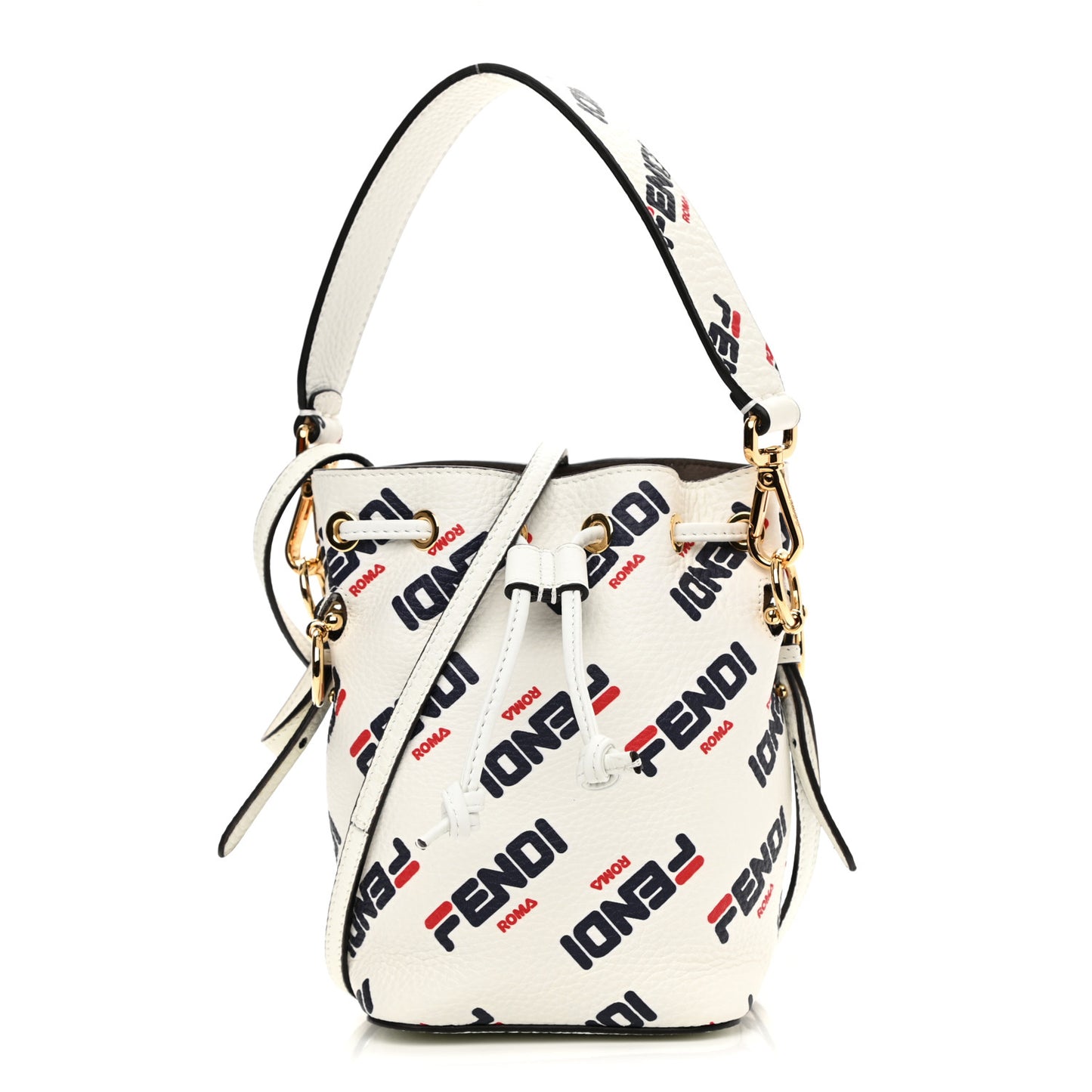 X FILA Vitello F is Fendi Mania Mini Mon Tresor Bucket Bag White