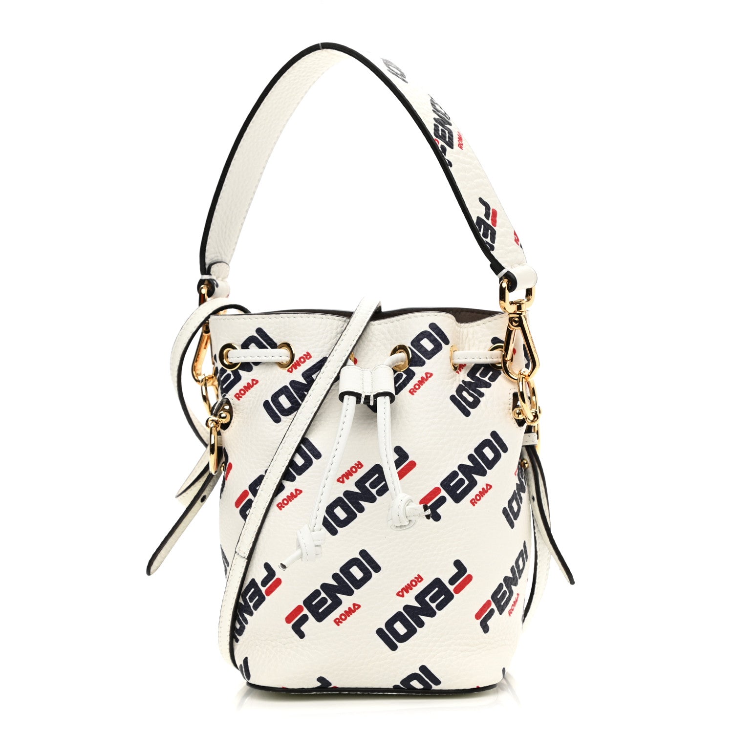 Fendi X FILA Vitello F is Fendi Mania Mini Mon Tresor Bucket Bag White 1 of 11