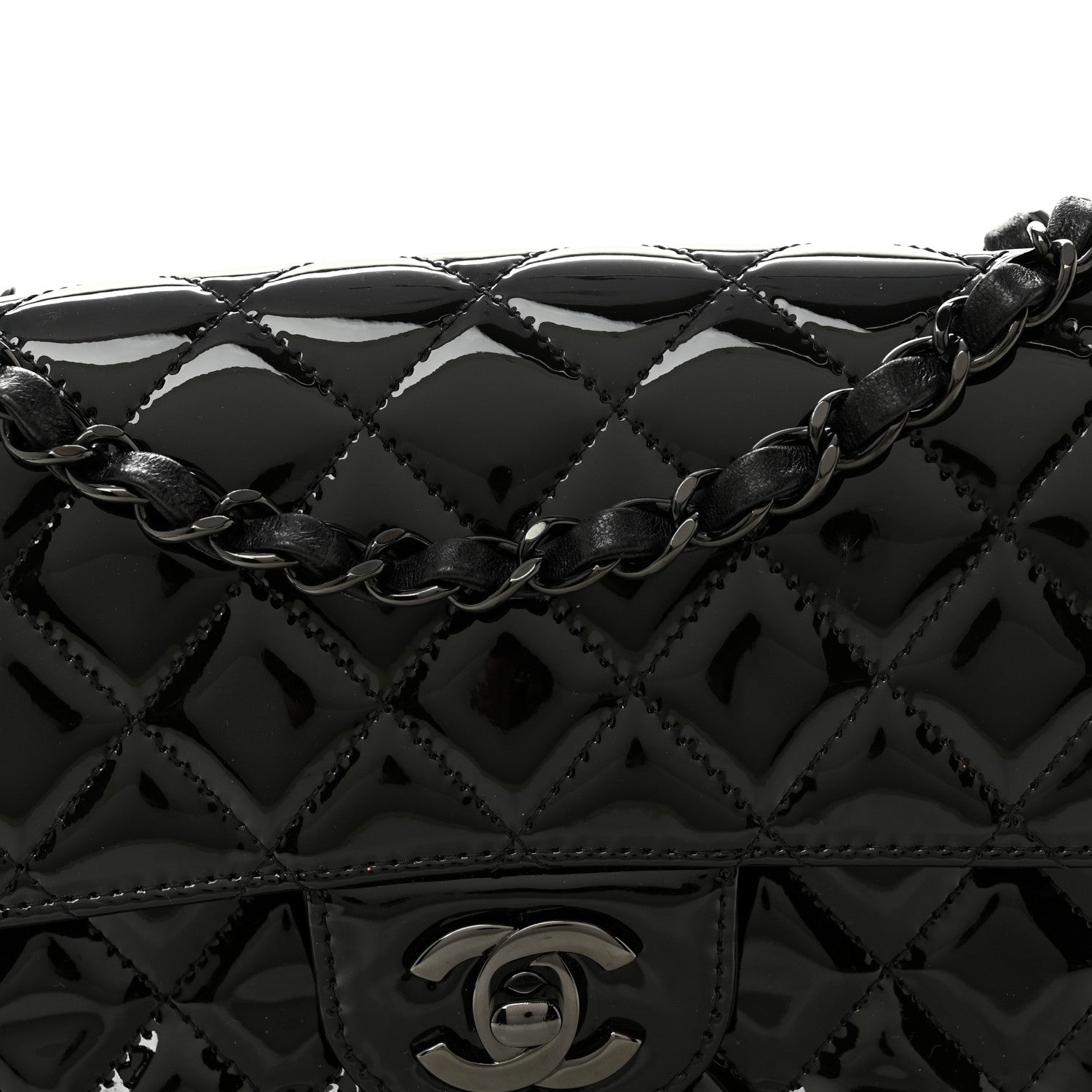 Chanel Patent Calfskin Quilted Mini Rectangular Flap So Black 8 of 10