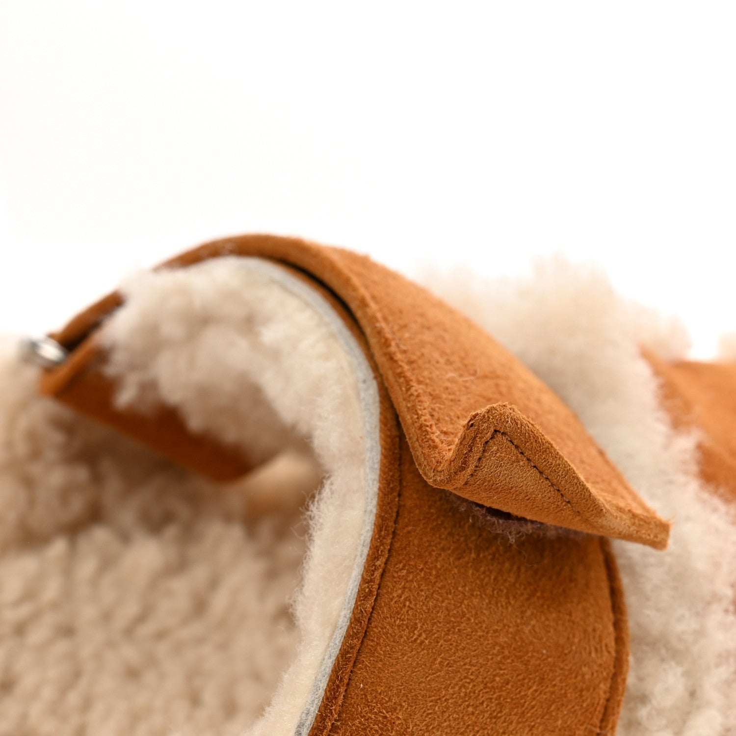 Hermes Suede Goatskin Woolskin Womens Chypre Sandals 35.5 Naturel Ecru 8 of 9