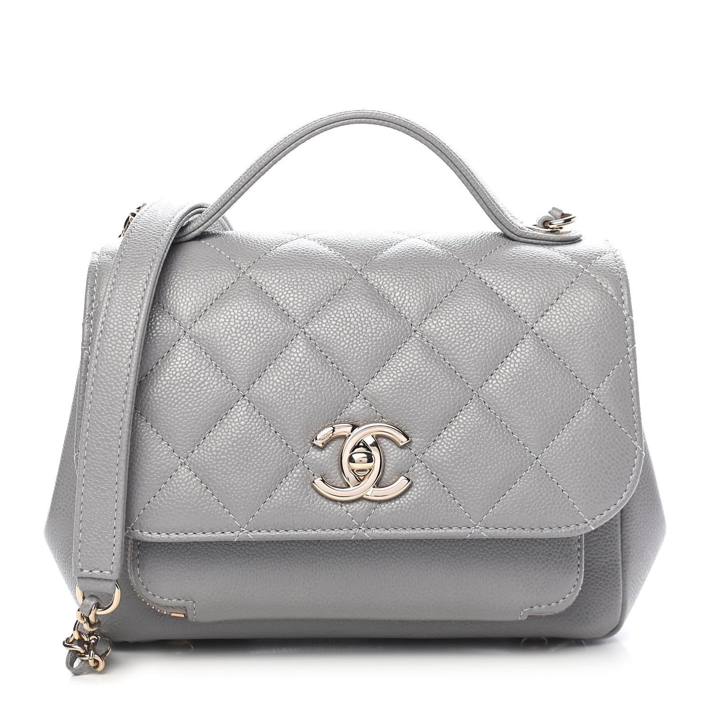 Caviar Quilted Small Business Affinity Flap Grey
