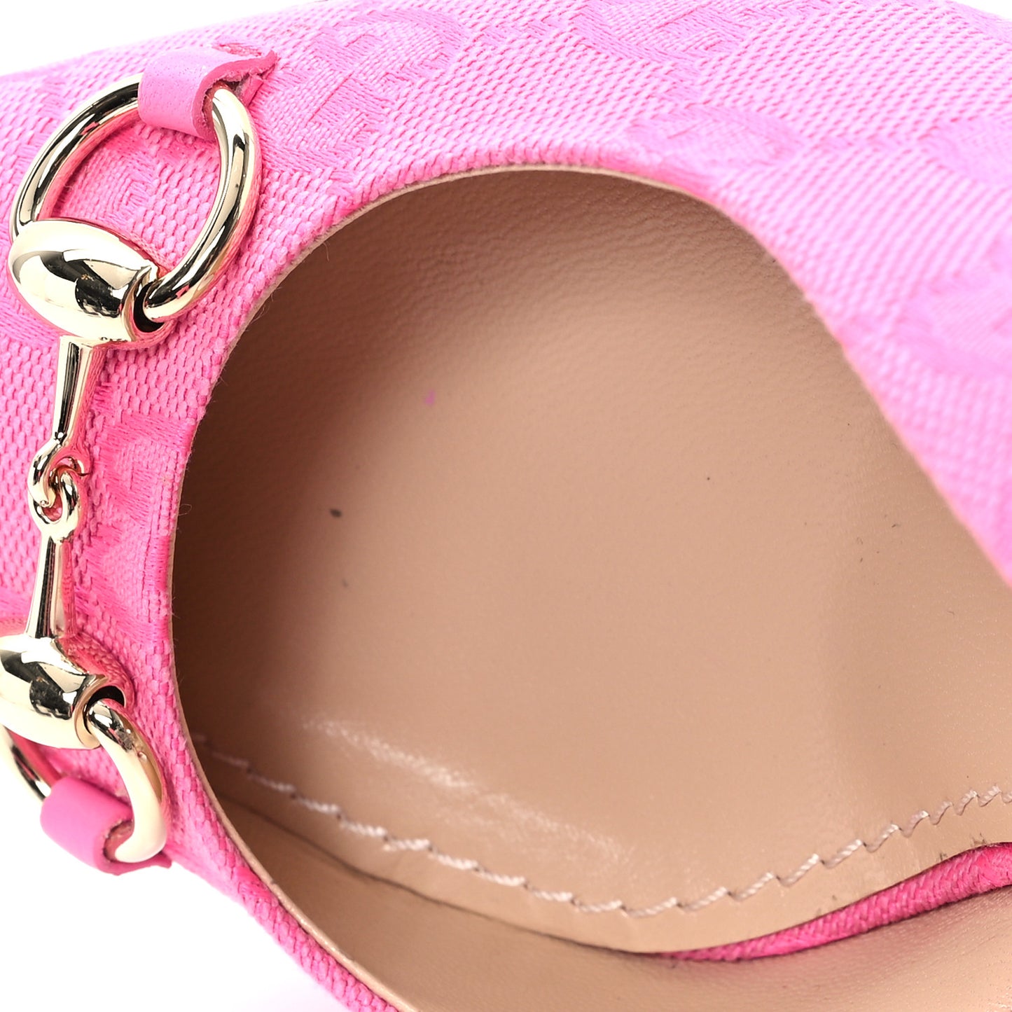 New Canvas GG Nappa Charlotte Horsebit 85mm Erin Slingback Pumps 36.5 Pink