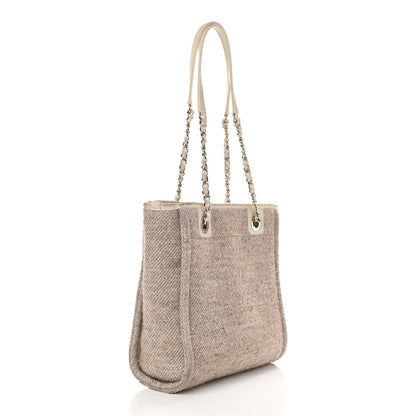 Chanel Mixed Fibers Calfskin Mini Deauville Tote Beige 3 of 12