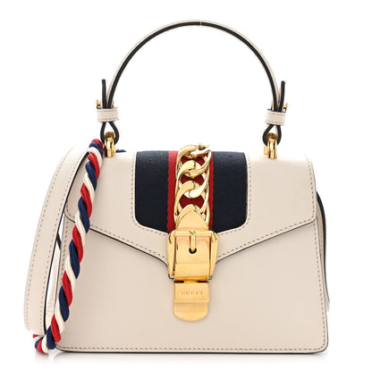 Gucci Calfskin Mini Sylvie Top Handle Bag White 1 of 15