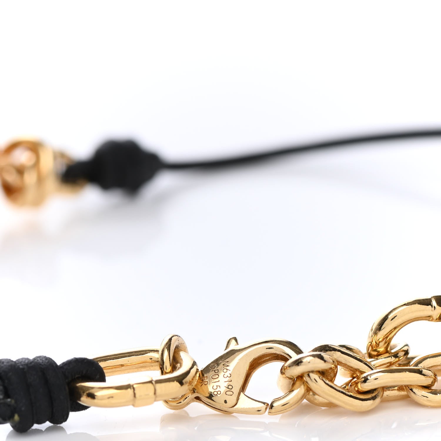 Louis Vuitton Calfskin Pearl Knotty Choker Necklace Black 3 of 3