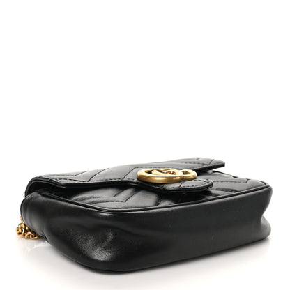 Gucci Calfskin Matelasse Super Mini GG Marmont Shoulder Bag Black 4 of 10