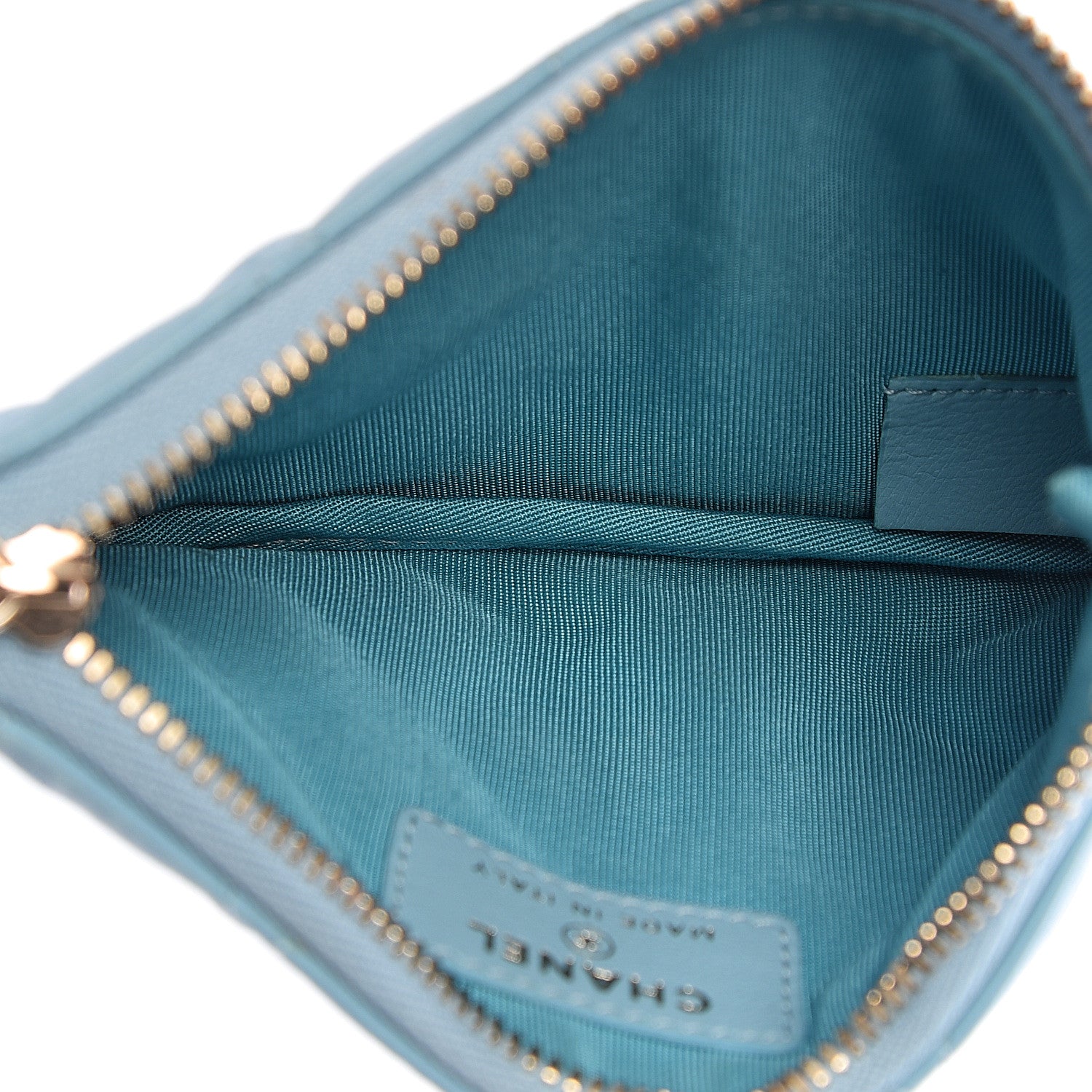 Chanel Lambskin Quilted Small Cosmetic Case Turquoise 5 of 12