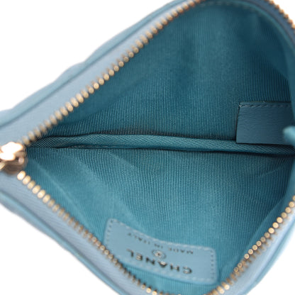 Chanel Lambskin Quilted Small Cosmetic Case Turquoise 5 of 12