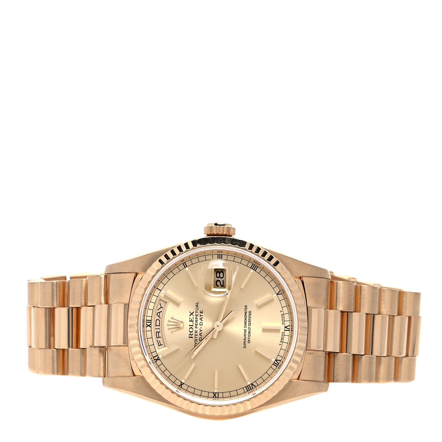 Rolex 18K Yellow Gold 36mm Oyster Perpetual Day-Date President Watch Champagne 18238 2 of 4