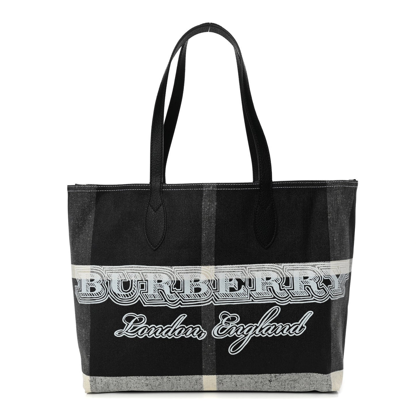 Coated Canvas Mega Check Medium Doodle Tote Black