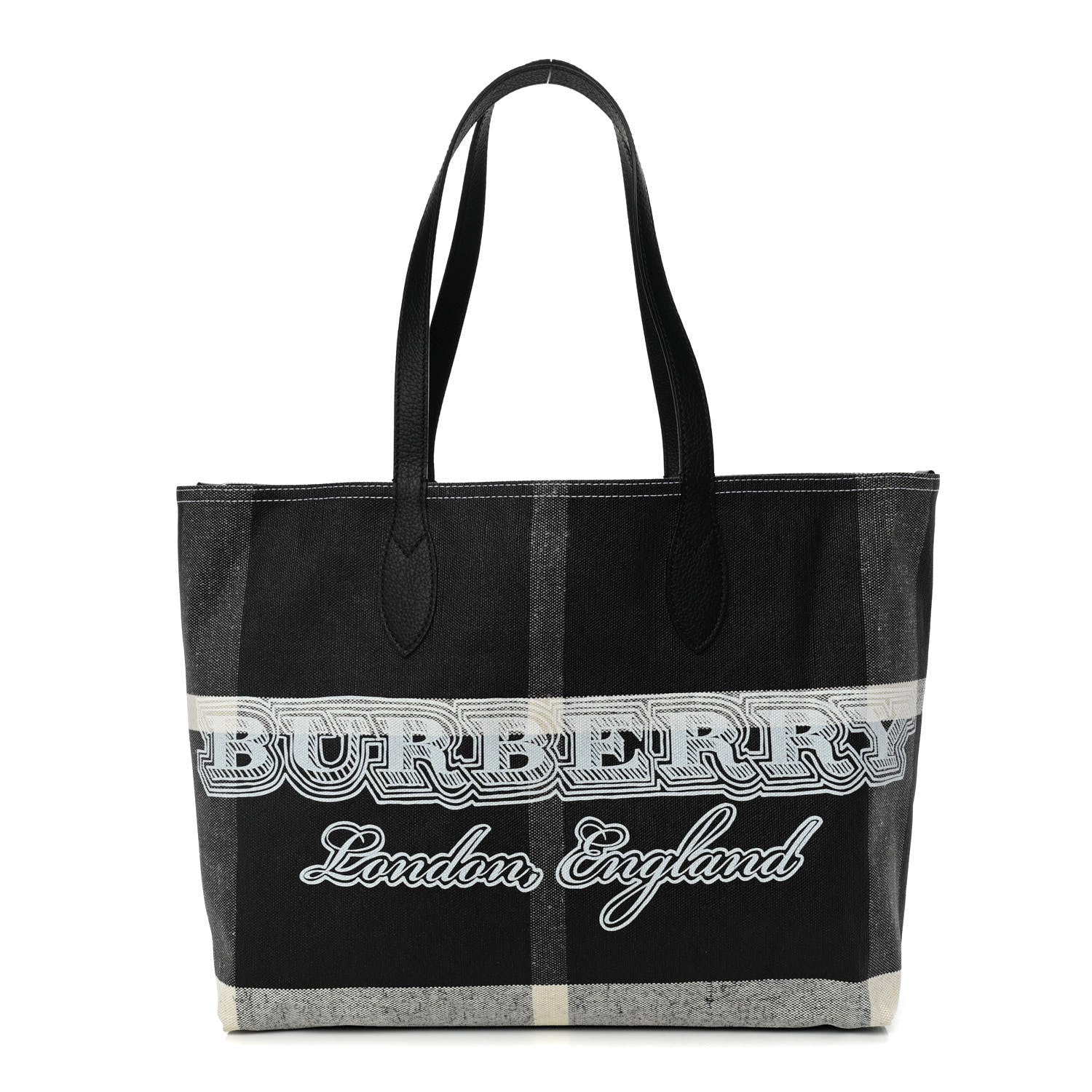 Burberry Coated Canvas Mega Check Medium Doodle Tote Black 1 of 9