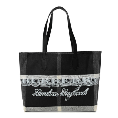 Burberry Coated Canvas Mega Check Medium Doodle Tote Black 1 of 9